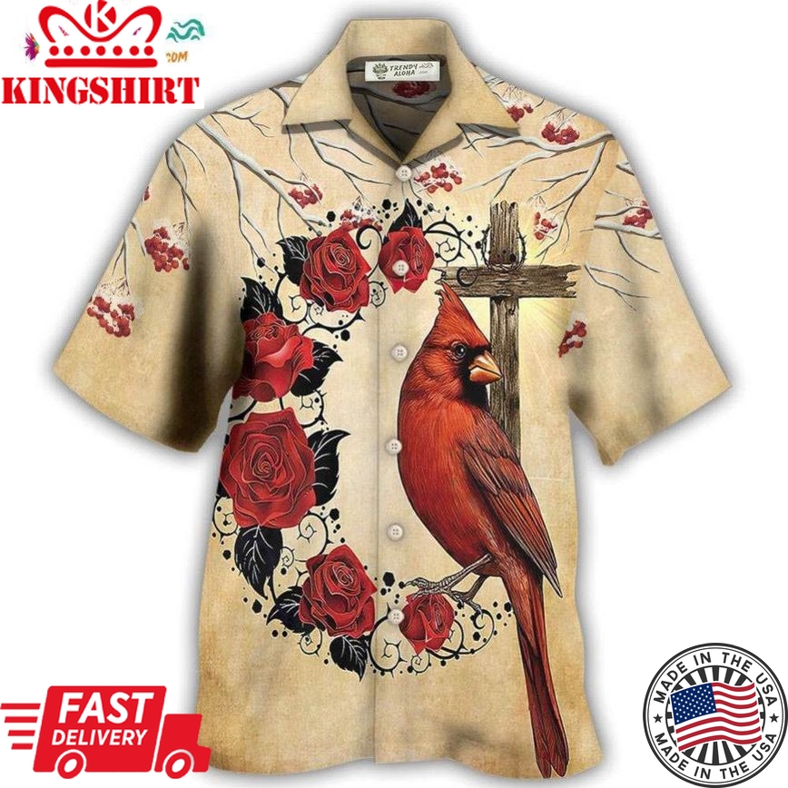 Cardinal A Big Piece Of My Heart Lives In Heaven Hawaiian Shirt