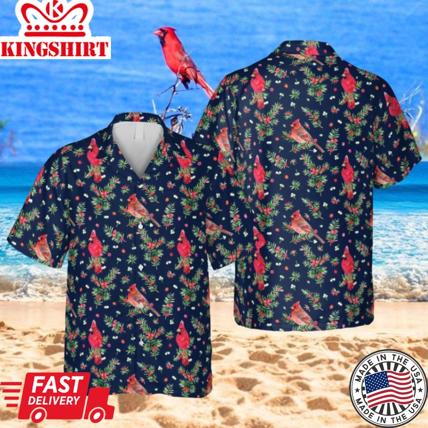 Cardinal Mistletoe Hawaii Shirt, Christmas Clothing