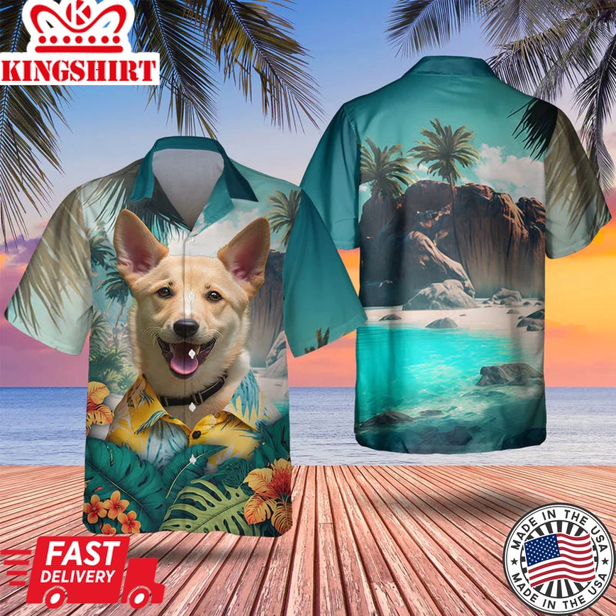 Carolina Dog Tropical Trendy Hawaiian Shirt, Dog Lover Apparel, Summer Gifts For Dog Enthusiasts