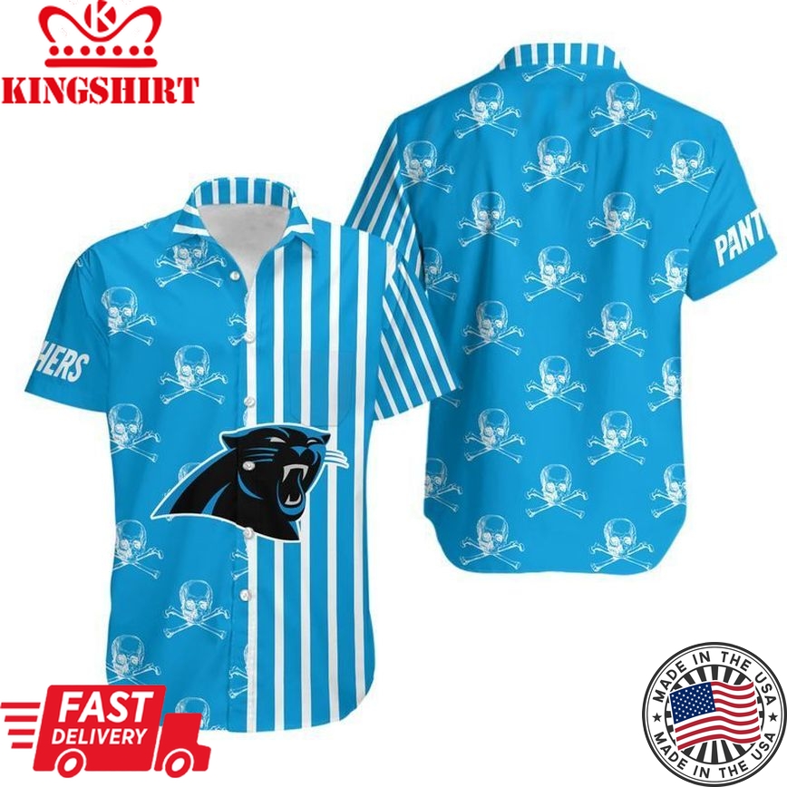 Carolina Panthers Stripes And Skull Hawaii Shirt And Shorts Summer Collection Trending Hawaiian Shirts