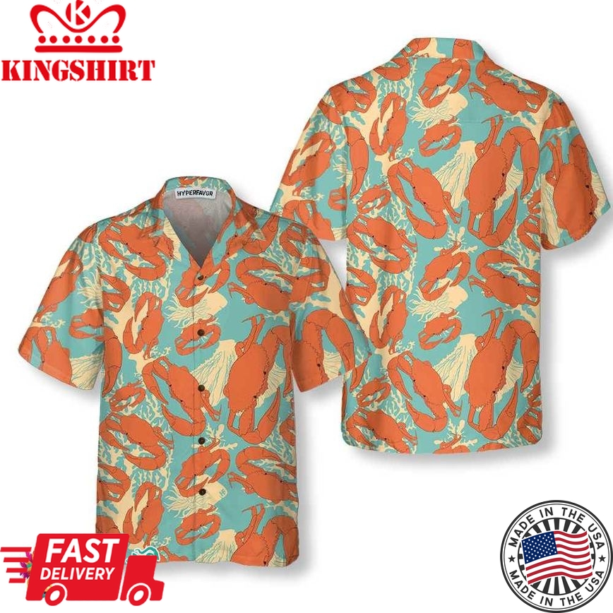 Cartoon Crab Hawaiian Shirt, Unique Crab Shirt, Crab Print Shirt For Adults