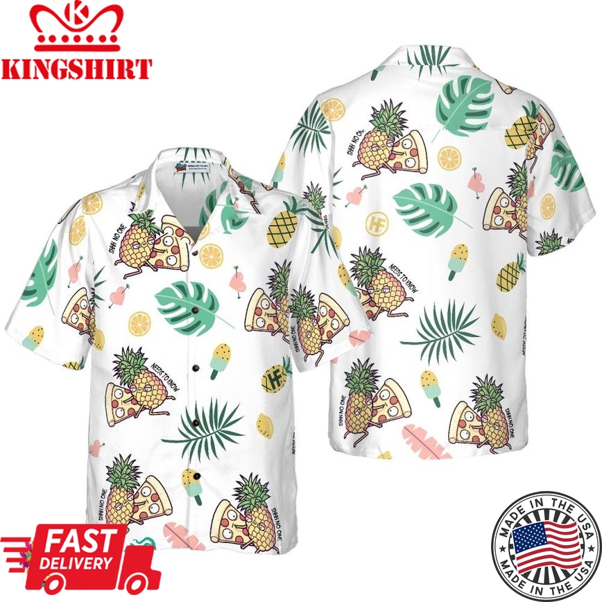 Cartoon Pizza Pineapple Hawaiian Shirt