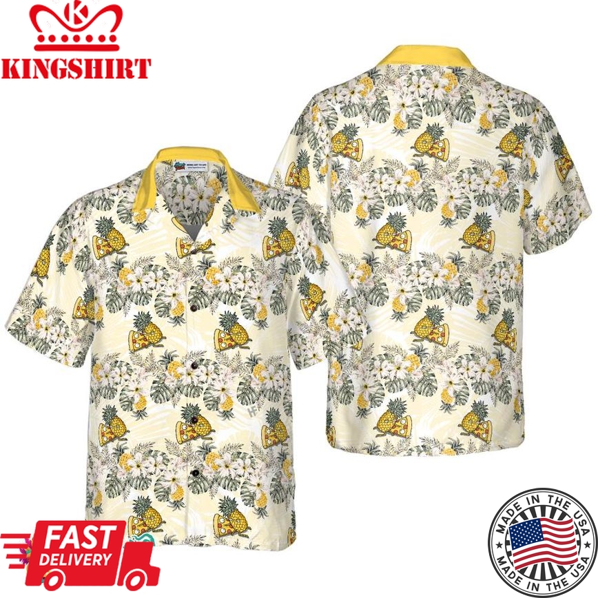 Cartoon Pizza Pineapple Hawaiian Shirt