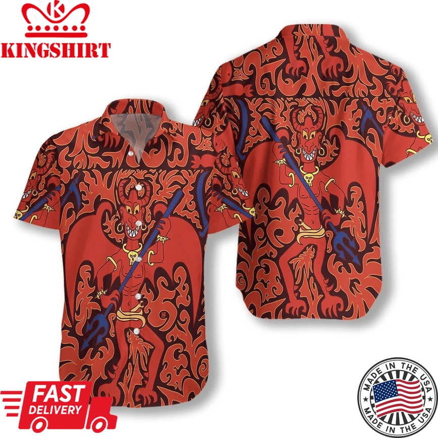 Cartoon Styled Demon Satanic Goth Gothic Trendy Hawaiian Shirt