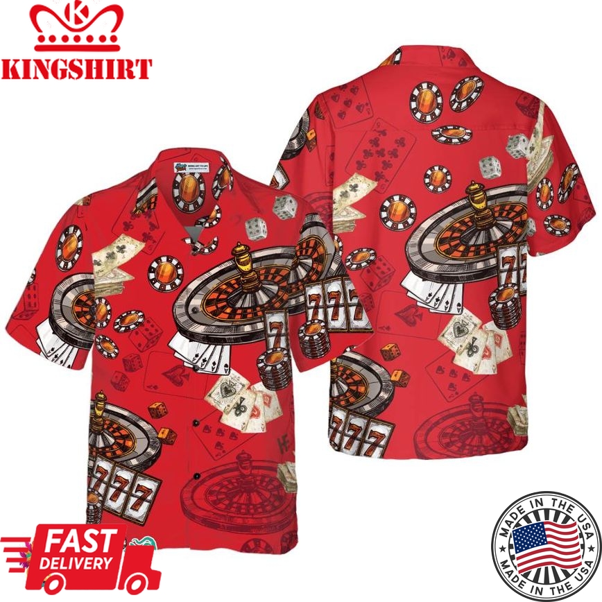 Casino Pattern Red Background Hawaiian Shirt