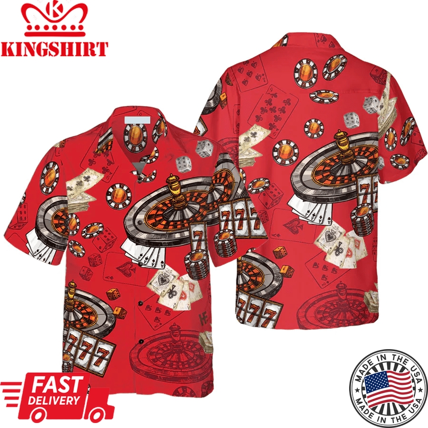 Casino Pattern Red Background Red Trendy Hawaiian Shirt