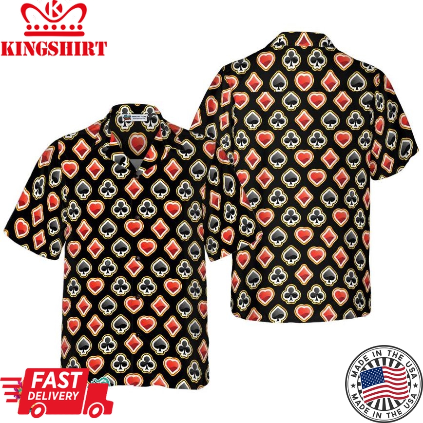 Casino Poker Black Background Hawaiian Shirt