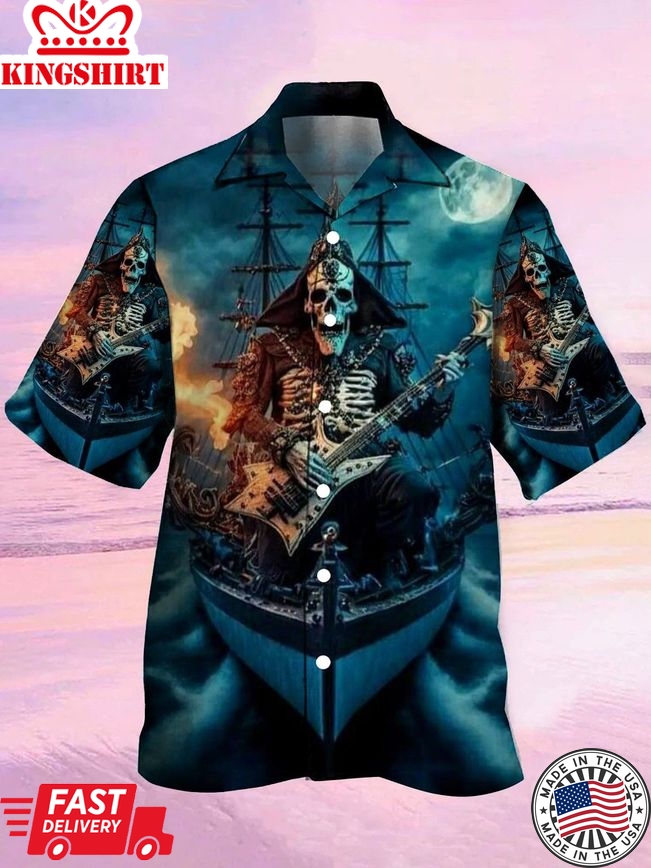 Casual Nautical Skull Love Music Hawaiian Shirt