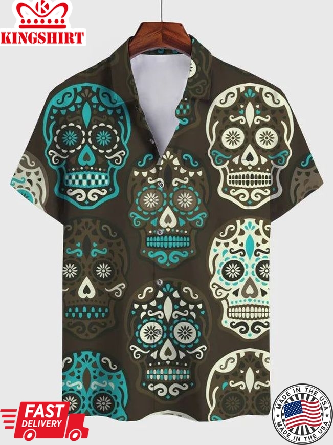 Casual Skull Cotton-Blend Shirt