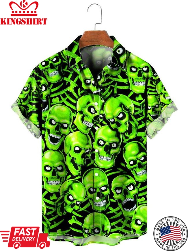 Casual Skull Pattern Short Sleeve Shirt