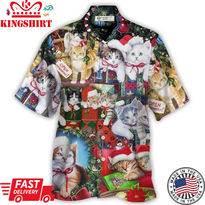 Cat Christmas Tree Merry Xmas Hawaiian Shirt