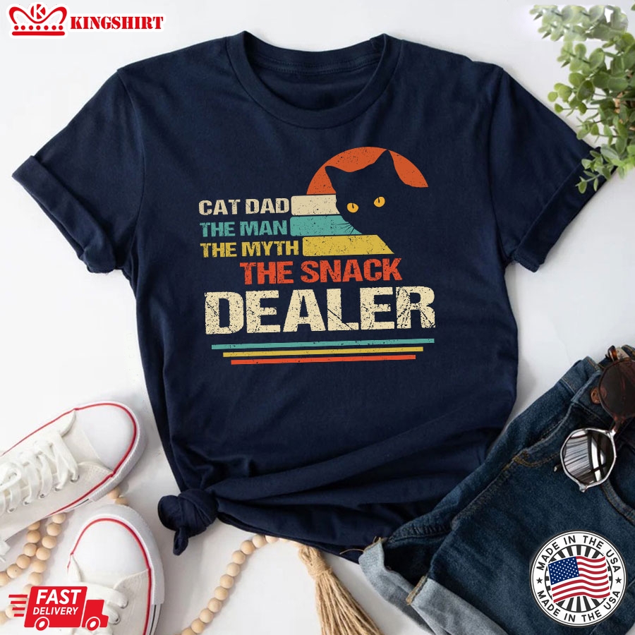 Cat Dad The Man The Myth The Snack Dealer Vintage T-Shirt