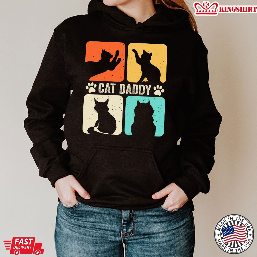 Cat Daddy Vintage Cat Loves Cat Paws Father's Day Hoodie