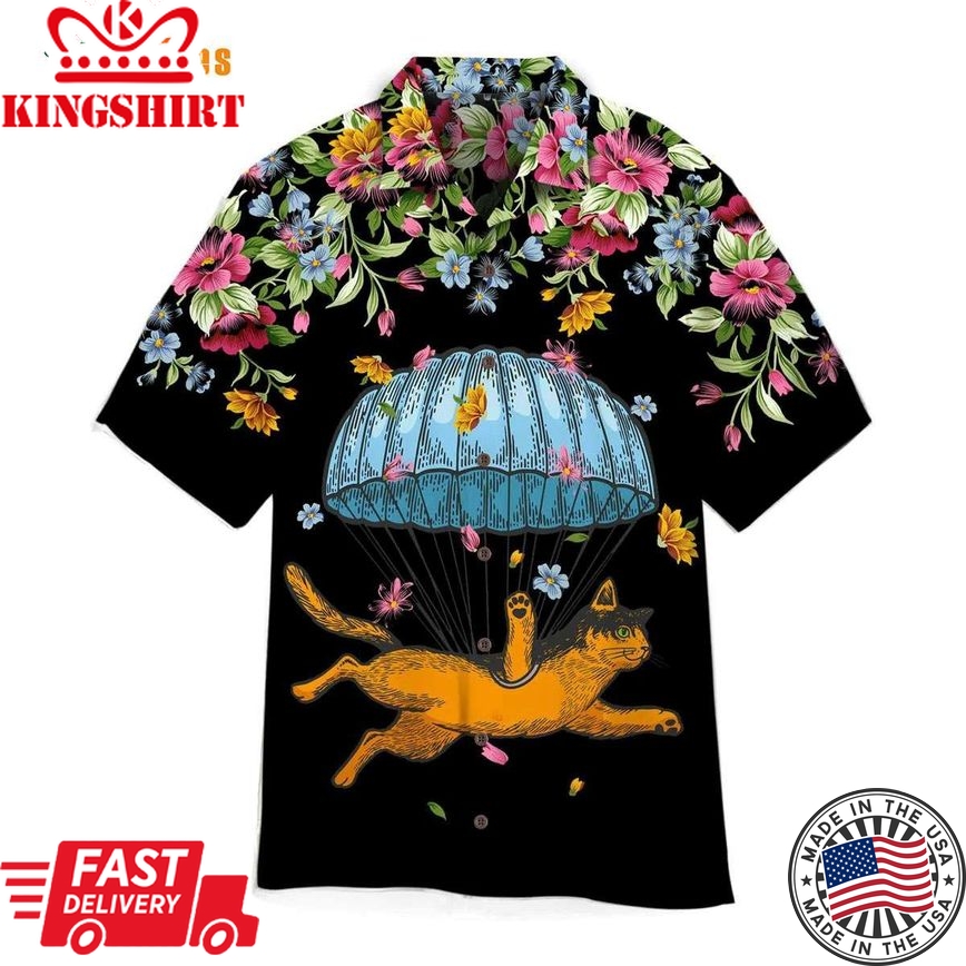 Cat Diver Floral Love Skydiving, Cat Trendy Hawaiian Shirt Perfect Gifts For Your Loved Ones