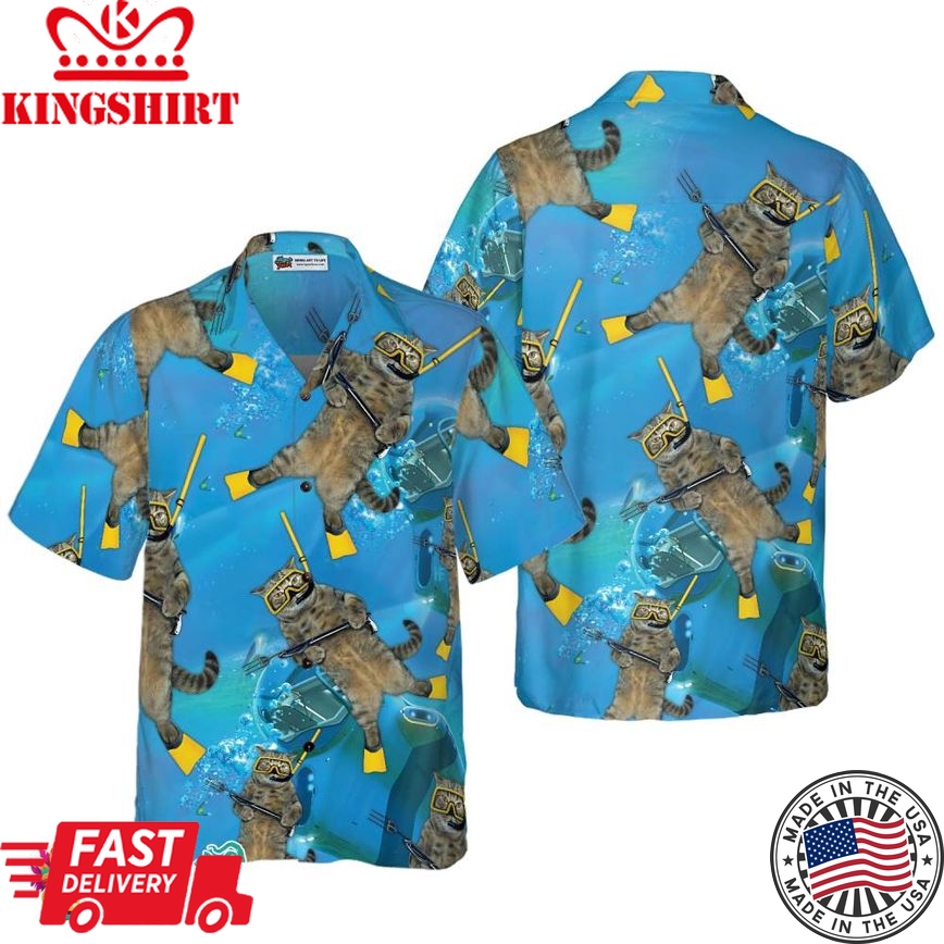 Cat Diver Hawaiian Shirt