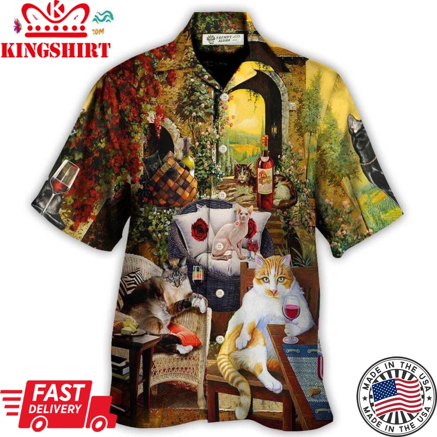 Cat Drink Wine And Judge Hawaiian Shirt