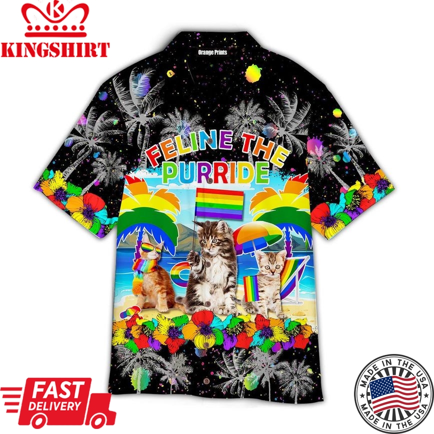 Cat Feline The Purride Happy Lgbt Aloha Hawaiian Shirts For Men & For Women |