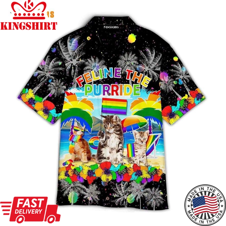 Cat Feline The Purride Happy Lgbt, Cat Trendy Hawaiian Shirt Perfect Gifts For Your Loved Ones