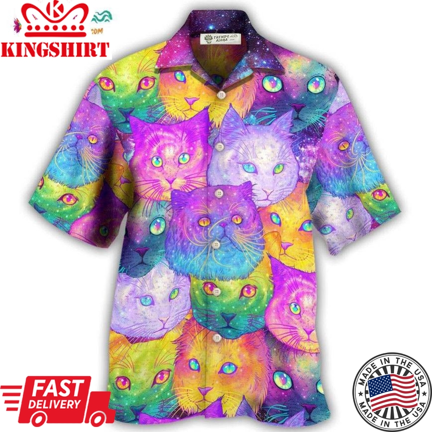 Cat Galaxy Colorful Cool Style Hawaiian Shirt