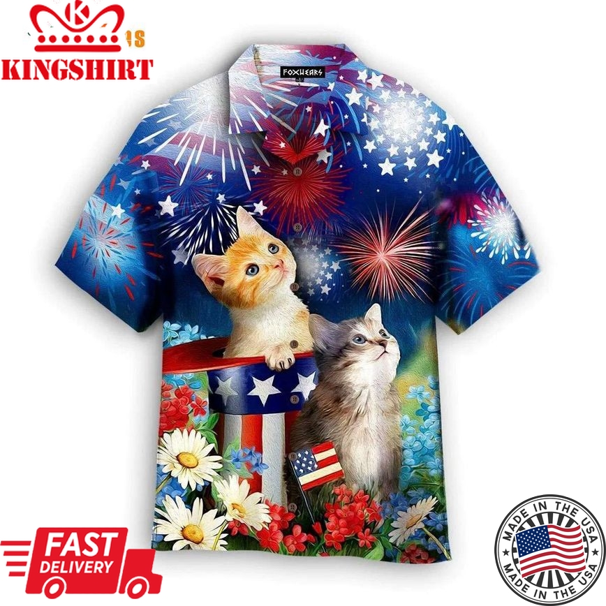 Cat Happy 4Th Of July, Cat Trendy Hawaiian Shirt Perfect Gifts For Your Loved Ones