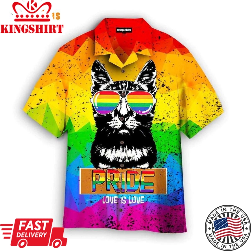 Cat Happy Pride Day Love Is Love, Cat Trendy Hawaiian Shirt Perfect Gifts For Your Loved Ones