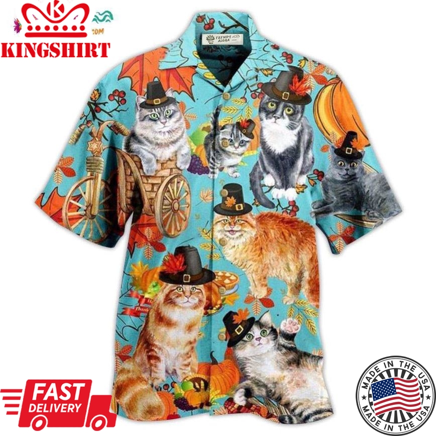 Cat Happy Thanksgiving Hawaiian Shirt