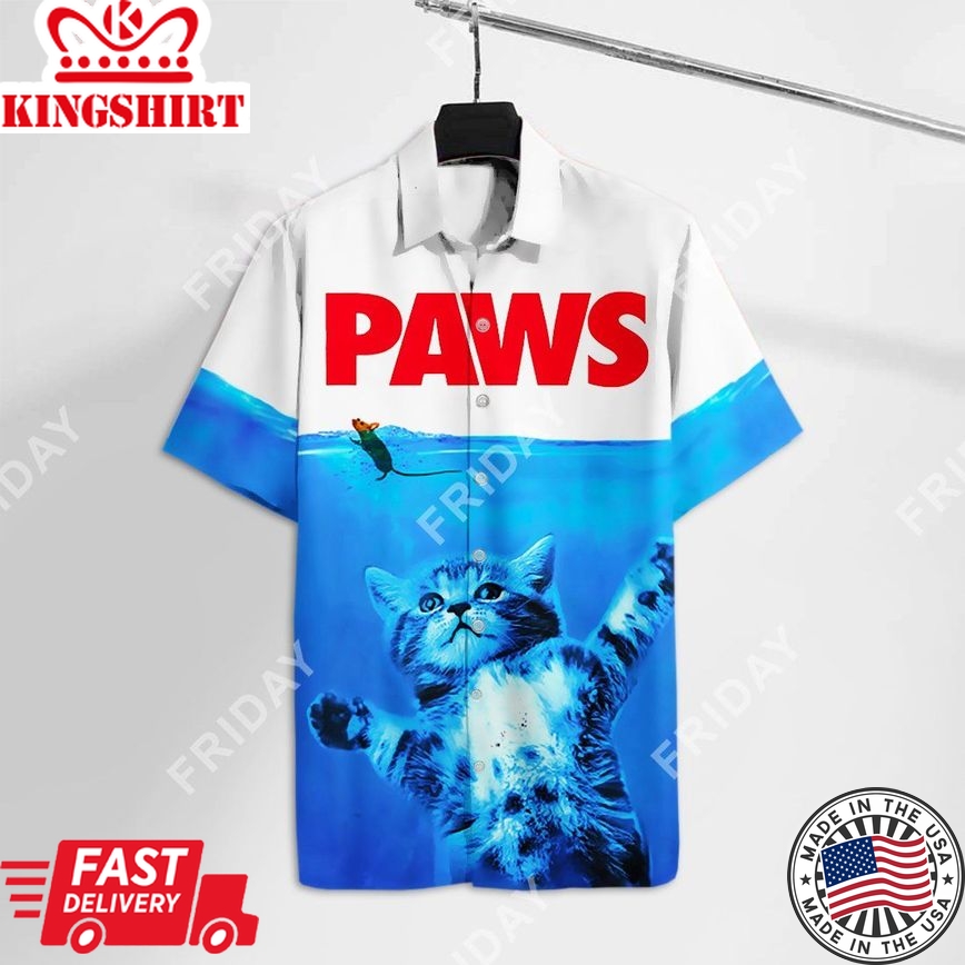 Cat Hawaiian Shirt Funny Cats Paws Hawaii Tshirt