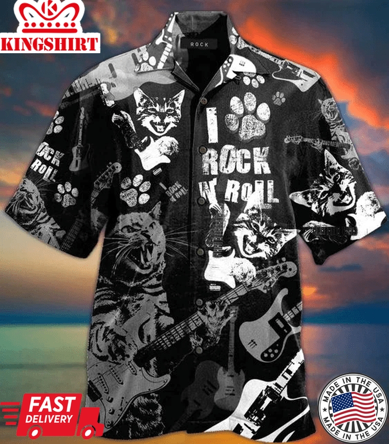 Cat I Rock N Roll Trendy Hawaiian Shirt