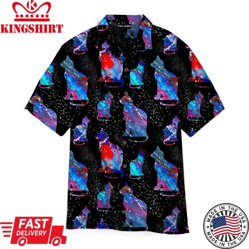 Cat In The Galaxy Trendy Hawaiian Shirt For Aloha Shirt