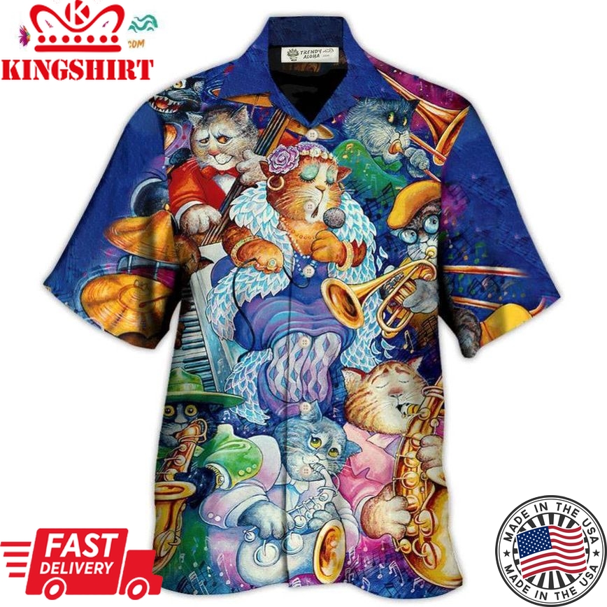 Cat Jazz Music Funny Hawaiian Shirt