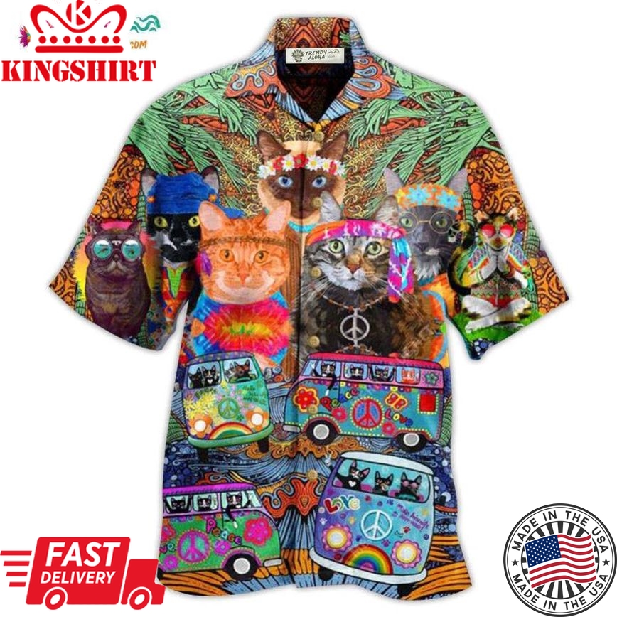 Cat Love Life In Bus Hawaiian Shirt