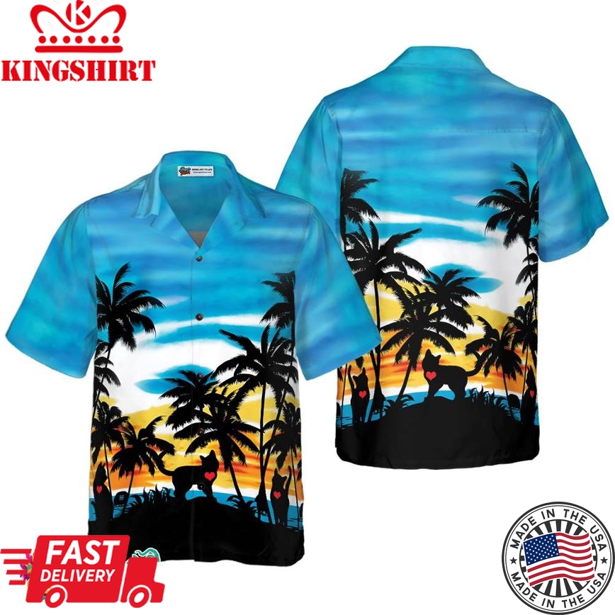 Cat Love Sunset Hawaiian Shirt