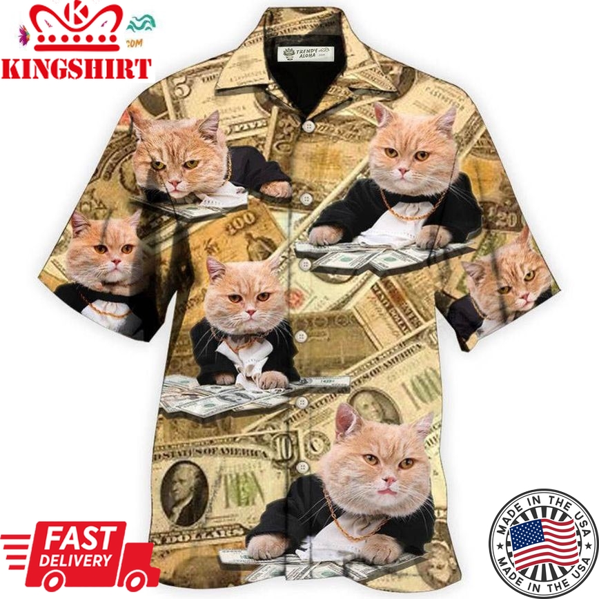 Cat Money Vintage Style Hawaiian Shirt