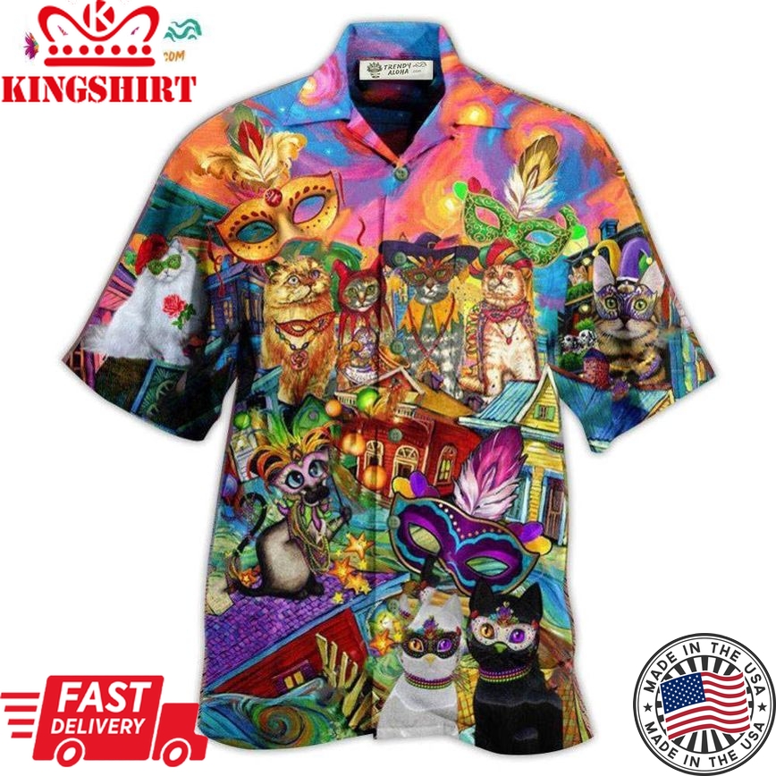 Cat Prom Lets Go Down Street Celebrate The Mardi Gras Festival Hawaiian Shirt