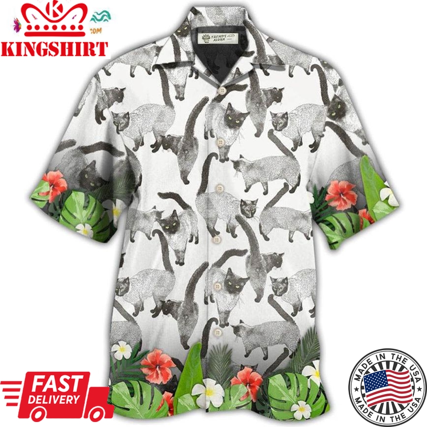 Cat Siamese Cat Lovely Tropical Style Hawaiian Shirt