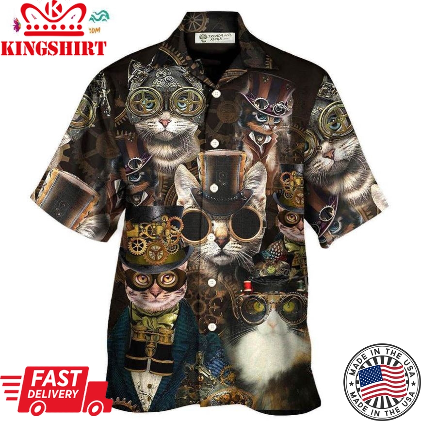 Cat Steampunk Art Machines Lover Hawaiian Shirt