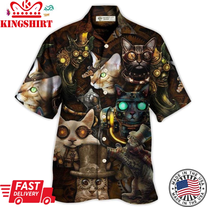 Cat Steampunk Art Steal Heart Hawaiian Shirt