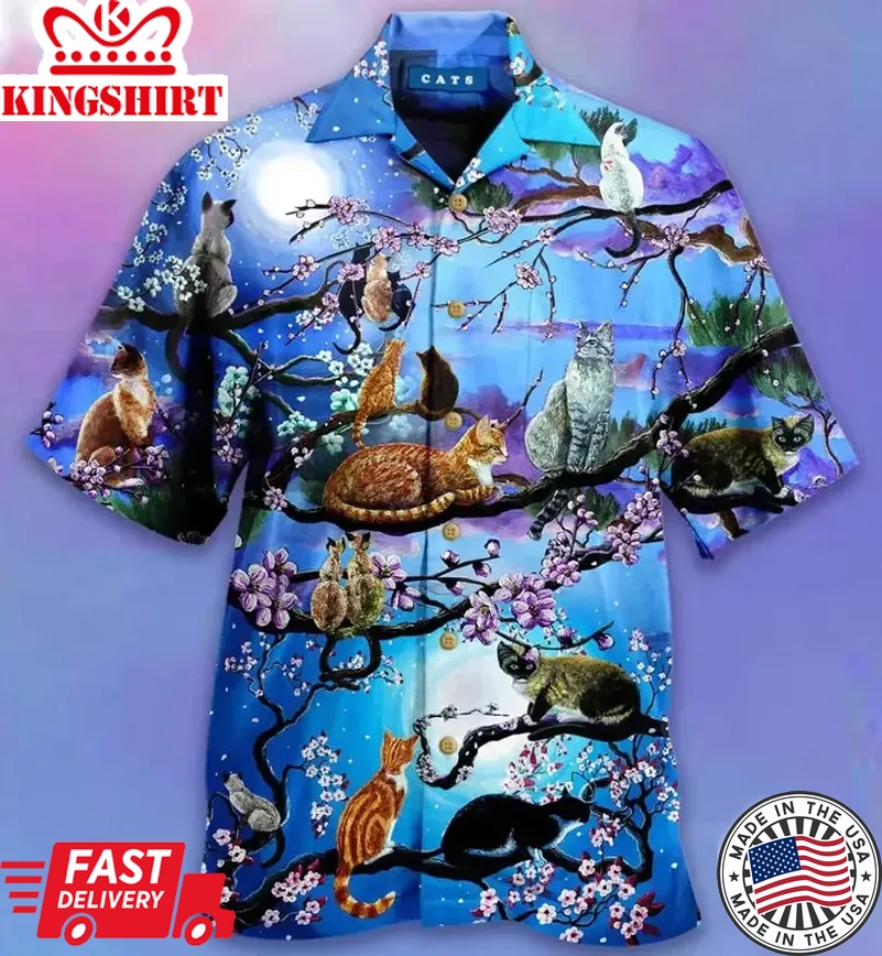 Cats Live Life In Full Bloom Trendy Hawaiian Shirt