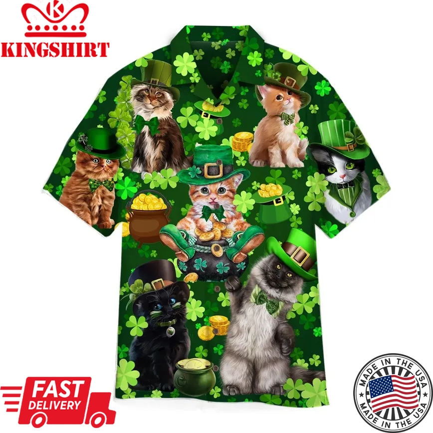 Cats Saint Patrick's Day Trendy Hawaiian Shirt For