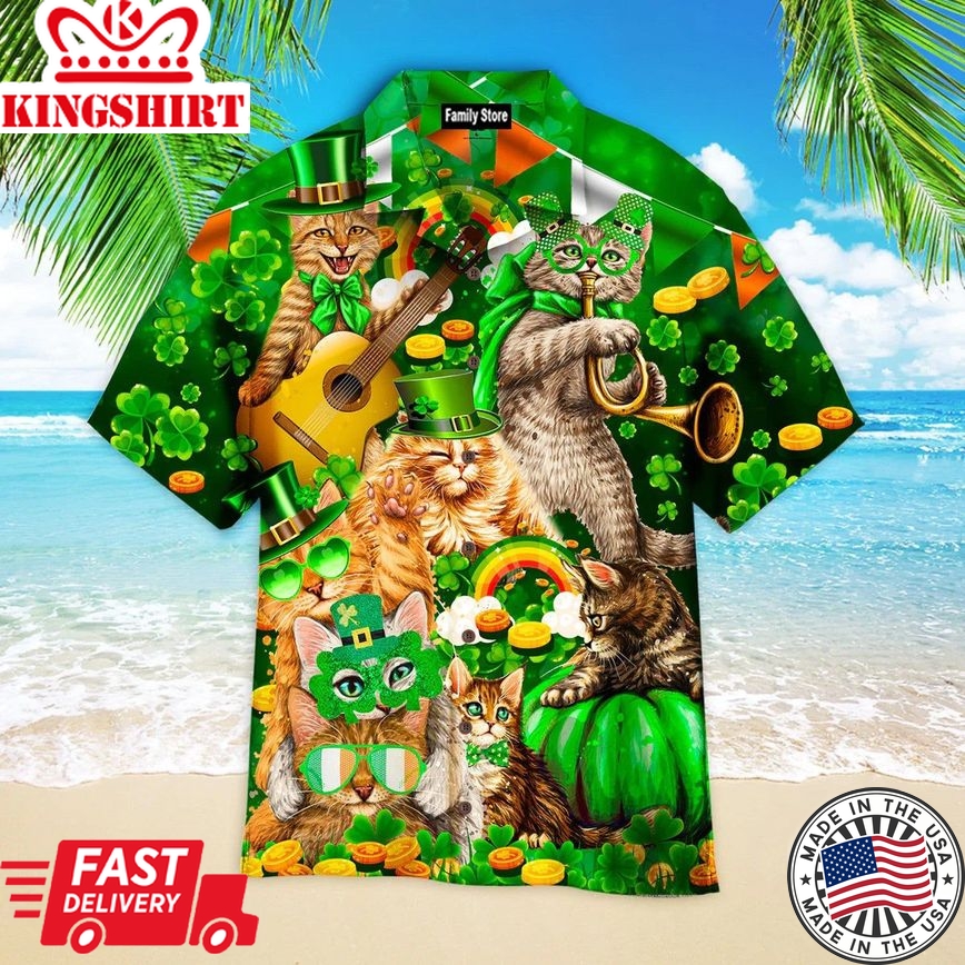 Cats Saint Patricks Day Aloha Hawaiian Shirts