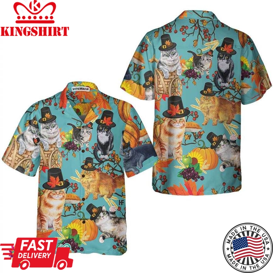 Cats Thanksgiving Hawaiian Shirt, Funny Gift For Thanksgiving Day