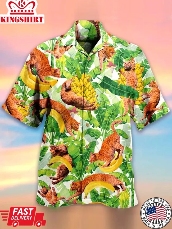 Cats With Banana Trendy Hawaiian Shirt