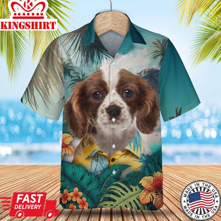 Cavalier King Charles Spaniel - 3D Tropical Trendy Hawaiian Shirt