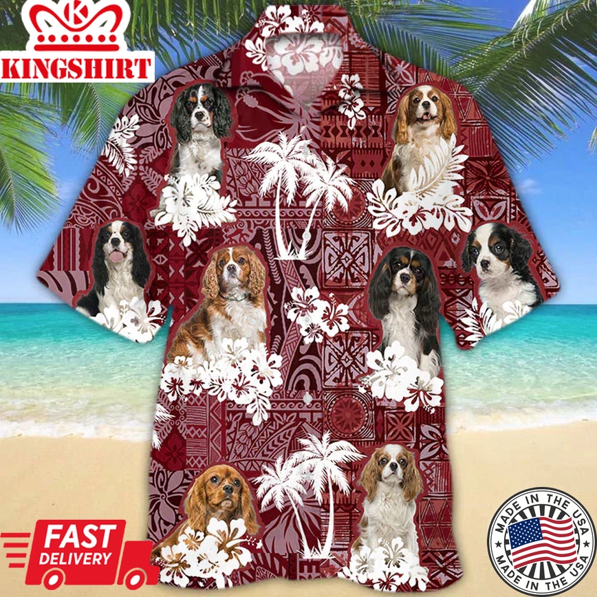 Cavalier King Charles Spaniel Red Trendy Hawaiian Shirt, Gift For Dog Lover Shirts, Animal Summer Shirts, Trendy Hawaiian Shirt Men