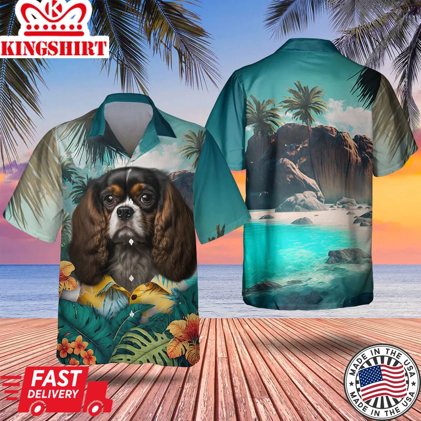 Cavalier King Charles Spaniel Tropical Trendy Hawaiian Shirt for Dog Lovers: Summer Style