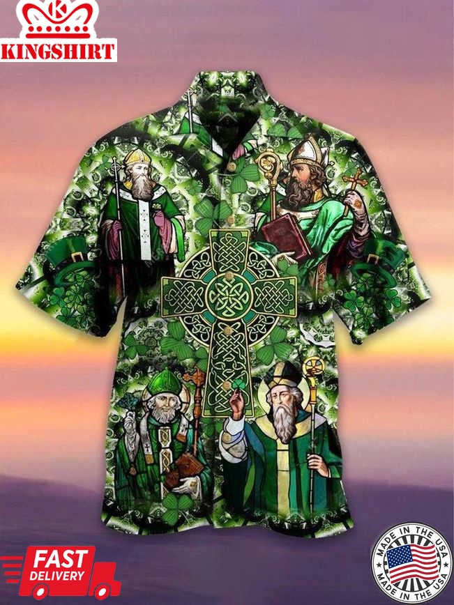 Celtic Cross St Patrick's Day Hawaiian Shirts Aloha Hawaii Shirt Aloha Shirt For Summer