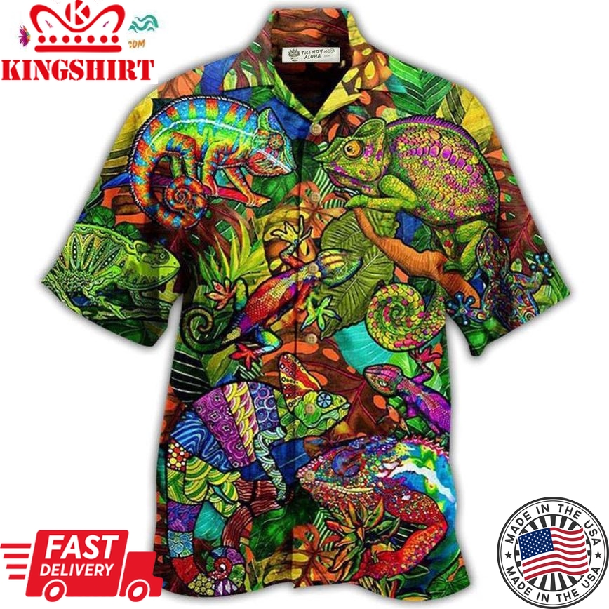 Chameleon Animals Fullcolor Abstract Style So Cool Hawaiian Shirt