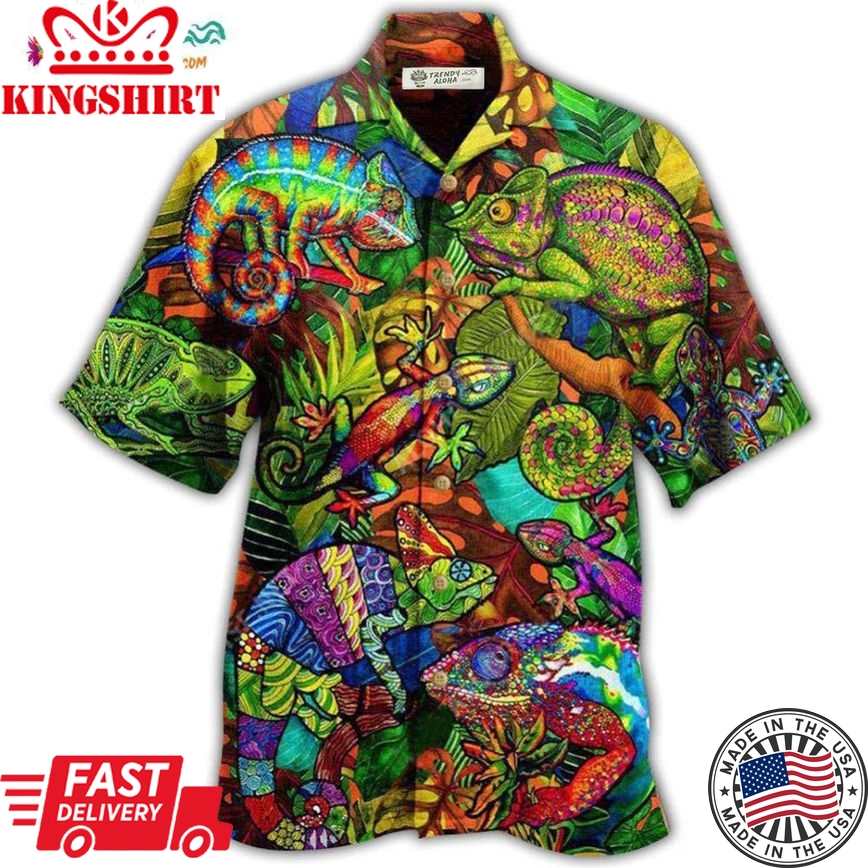 Chameleon Animals Life Is Better With A Chameleon Pattern Hawaiian Shirt