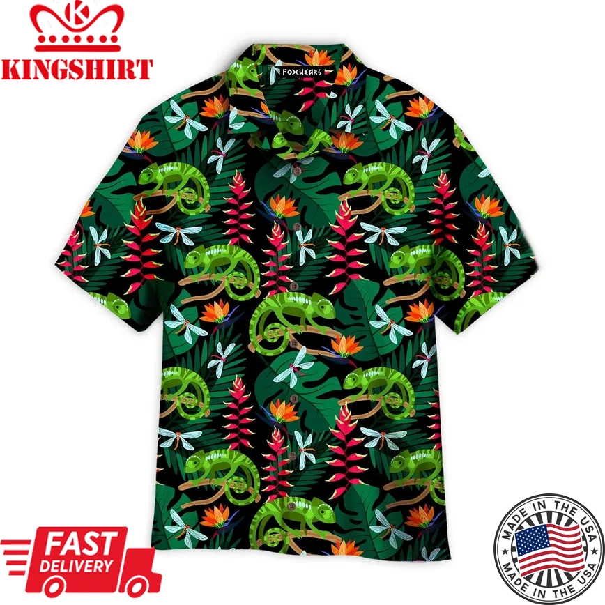 Chameleons In Forest Aloha Trendy Hawaiian Shirts