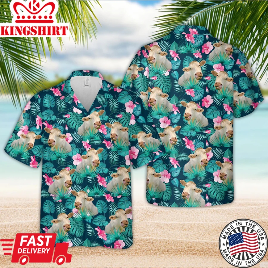 Charolais Blue Floral Summer 3D Trendy Hawaiian Shirt